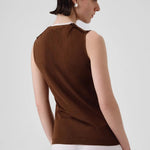 Kahverengi Yakası Bağlamalı Kolsuz Bluz  Mısırlı 1951