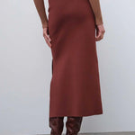 Kahverengi Yırtmaç Detaylı Midi Etek  Mısırlı 1951