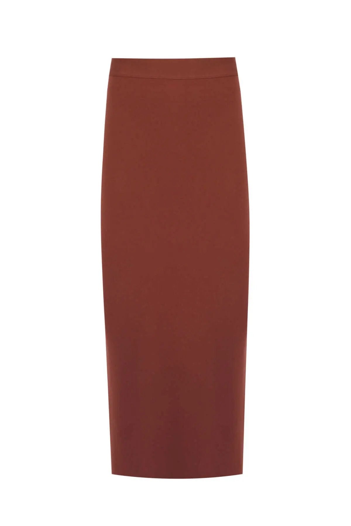 Kahverengi Yırtmaç Detaylı Midi Etek  Mısırlı 1951