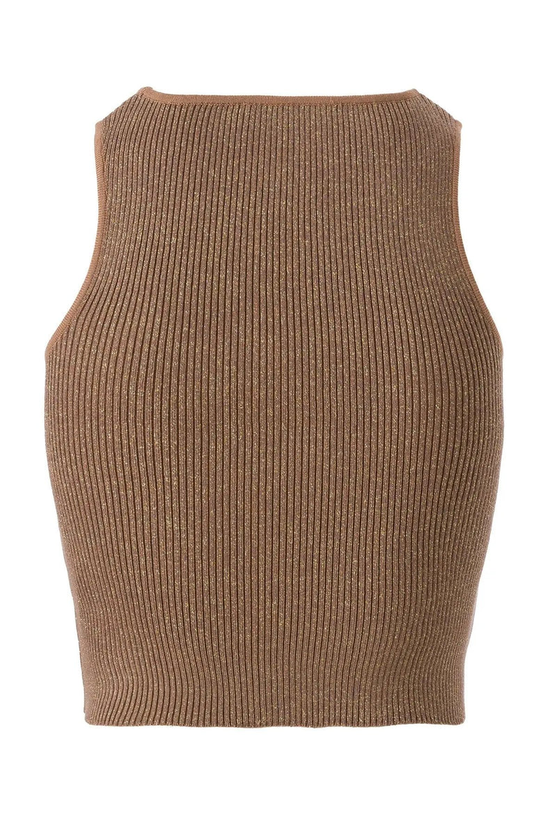 Halter Yaka Camel Triko Crop Top  Mısırlı 1951