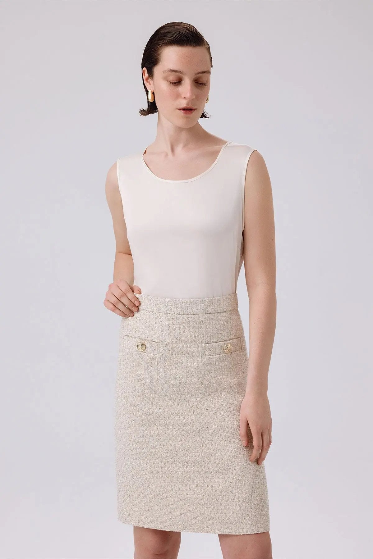 Kemik Yırtmaç Detaylı Kalem Etek  Mısırlı 1951