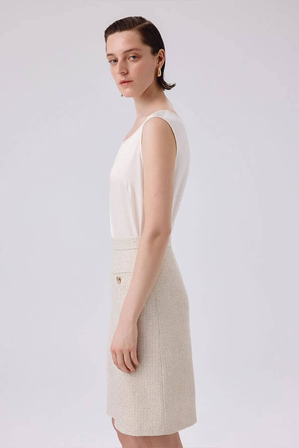 Kemik Yırtmaç Detaylı Kalem Etek  Mısırlı 1951