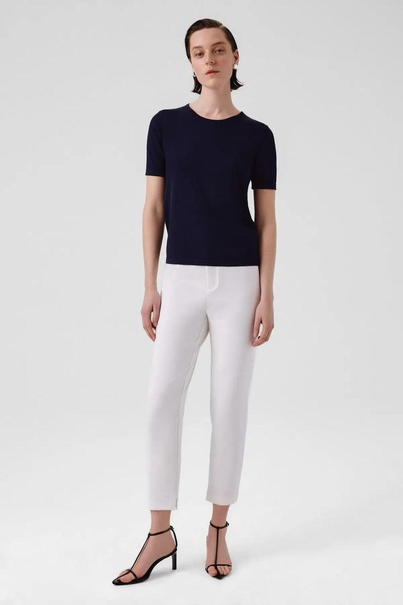 Lacivert Bisiklet Yaka Kısa Kollu Kadın Tişört  Mısırlı 1951