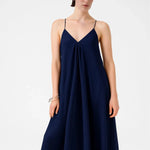 Lacivert İnce Askılı V Yaka Uzun Elbise  Mısırlı 1951