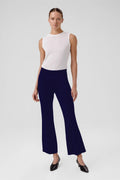 Lacivert Nervürlü İspanyol Paça Kadın Pantolon