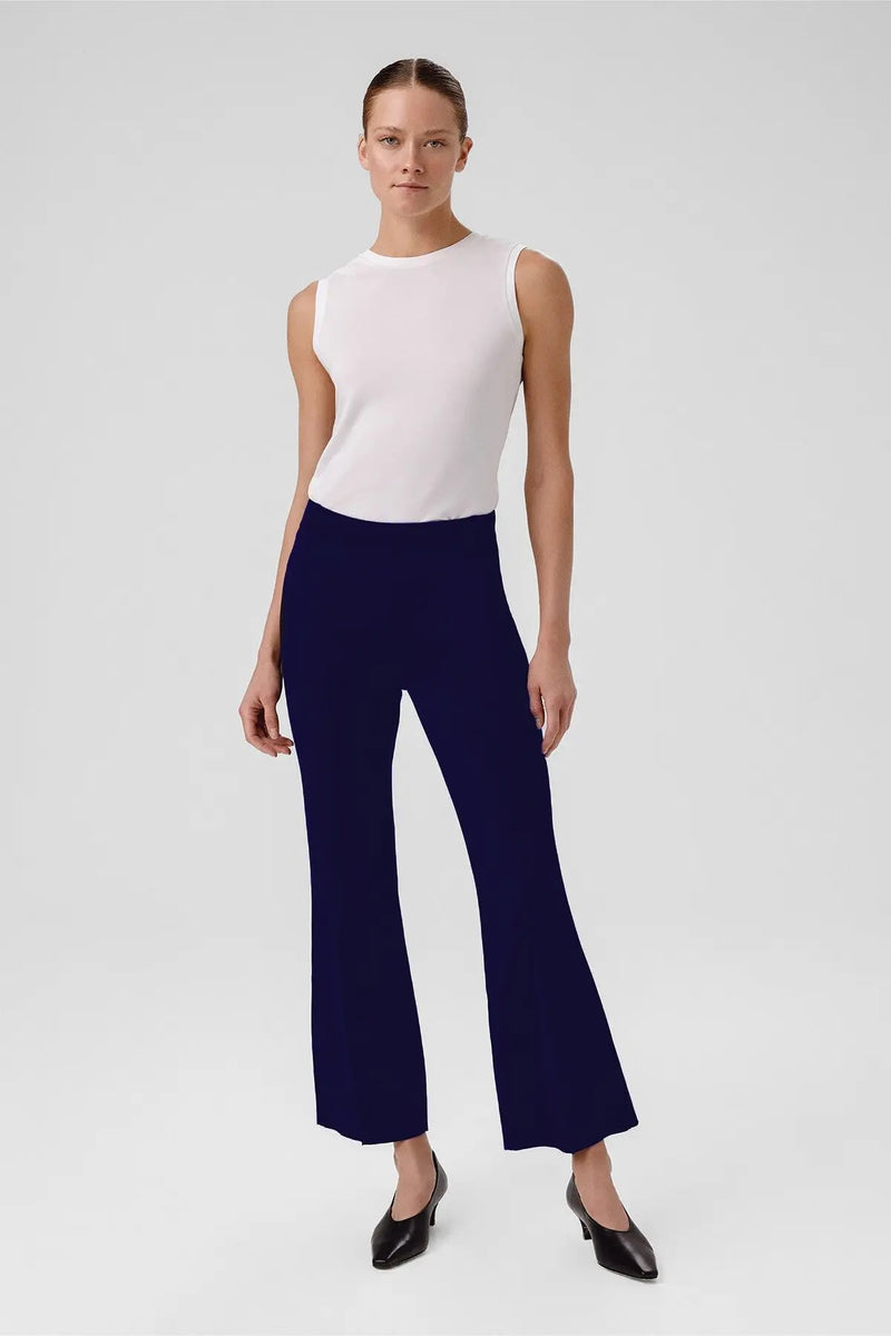 Lacivert Nervürlü İspanyol Paça Kadın Pantolon  Mısırlı 1951