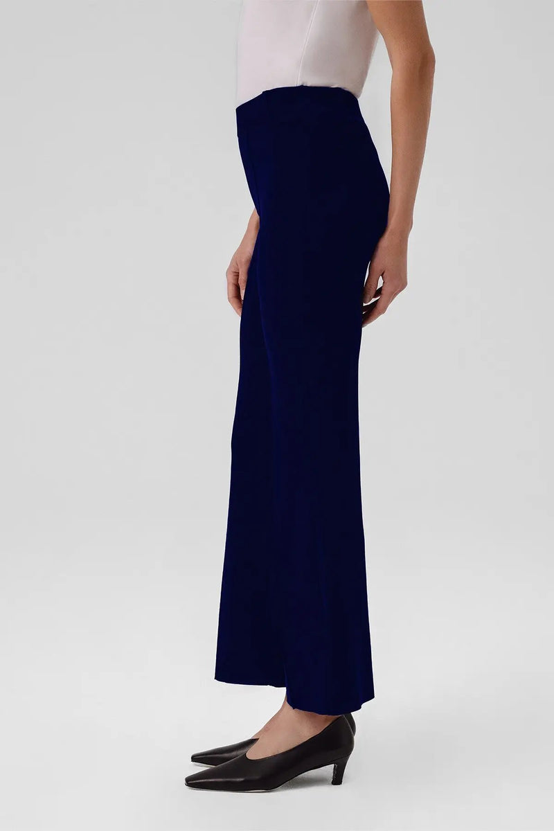 Lacivert Nervürlü İspanyol Paça Kadın Pantolon  Mısırlı 1951