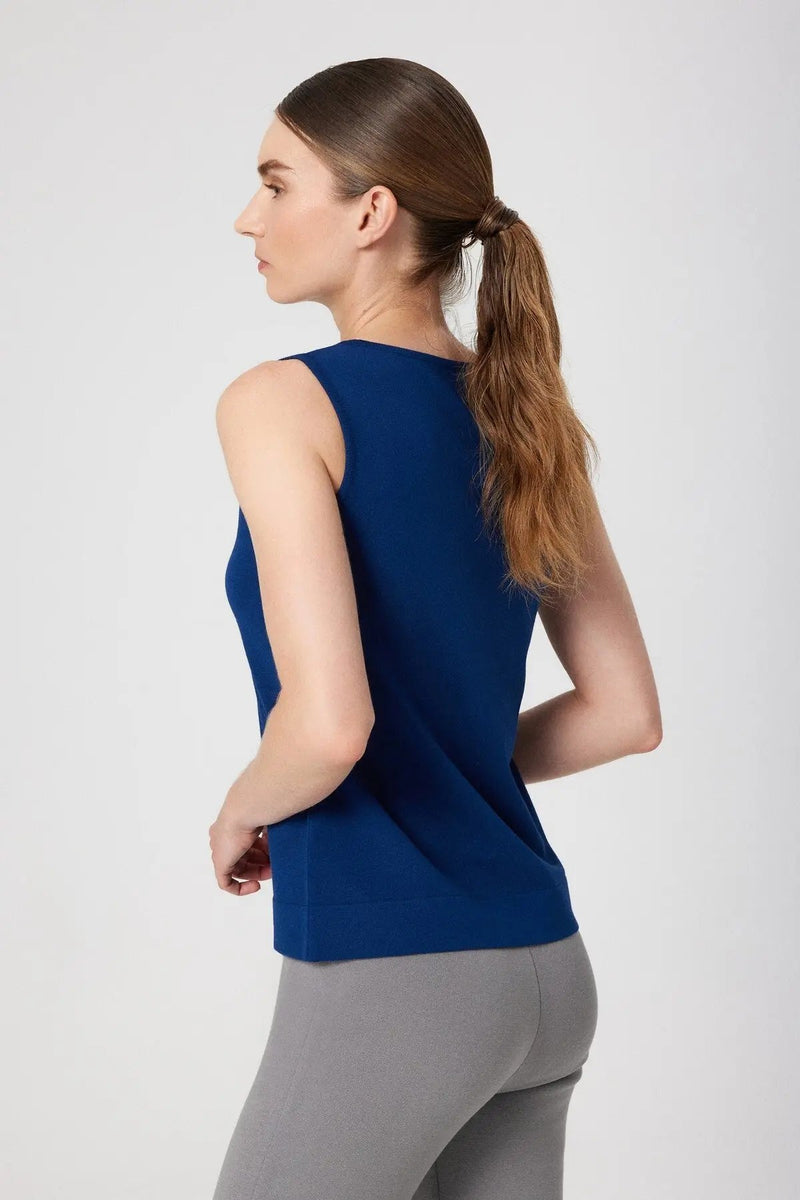 Lacivert Yuvarlak Yaka Kolsuz Kadın Atlet