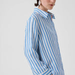 Mavi Beyaz Çizgili Uzun Kollu Kadın Gömlek  Mısırlı 1951