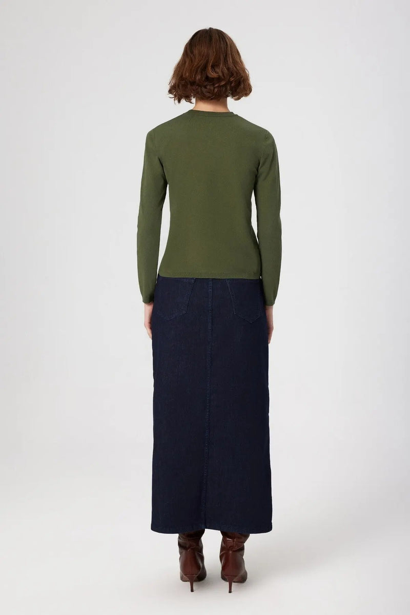 Mavi Önden Yırtmaçlı Uzun Denim Etek  Mısırlı 1951