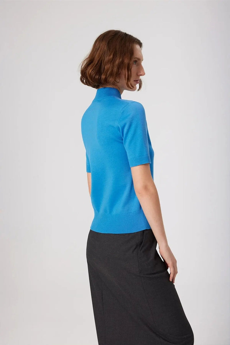 Mavi Yarım Balıkçı Yaka Kadın Kazak