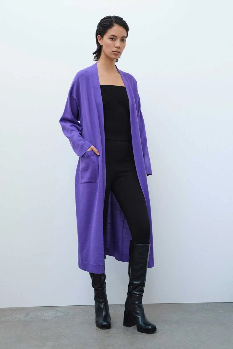 Mor Belden Bağlamalı Uzun Kadın Hırka  Mısırlı 1951