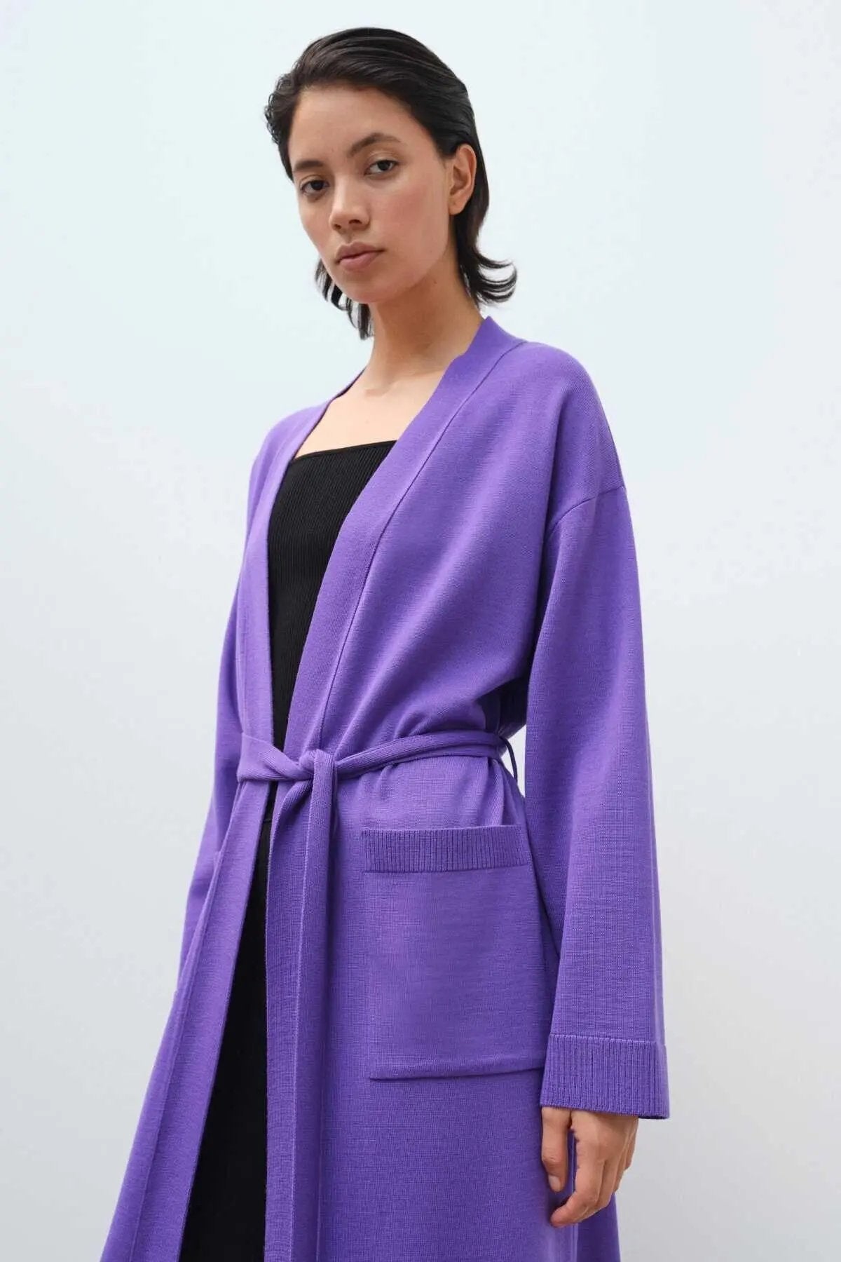 Mor Belden Bağlamalı Uzun Kadın Hırka  Mısırlı 1951