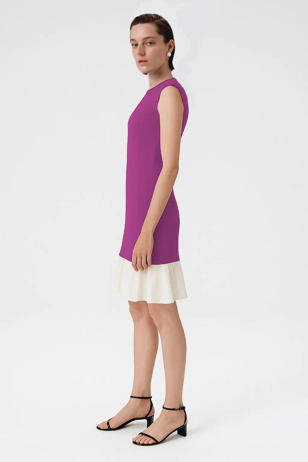 Mor Eteği Fırfırlı Kolsuz Mini Elbise  Mısırlı 1951