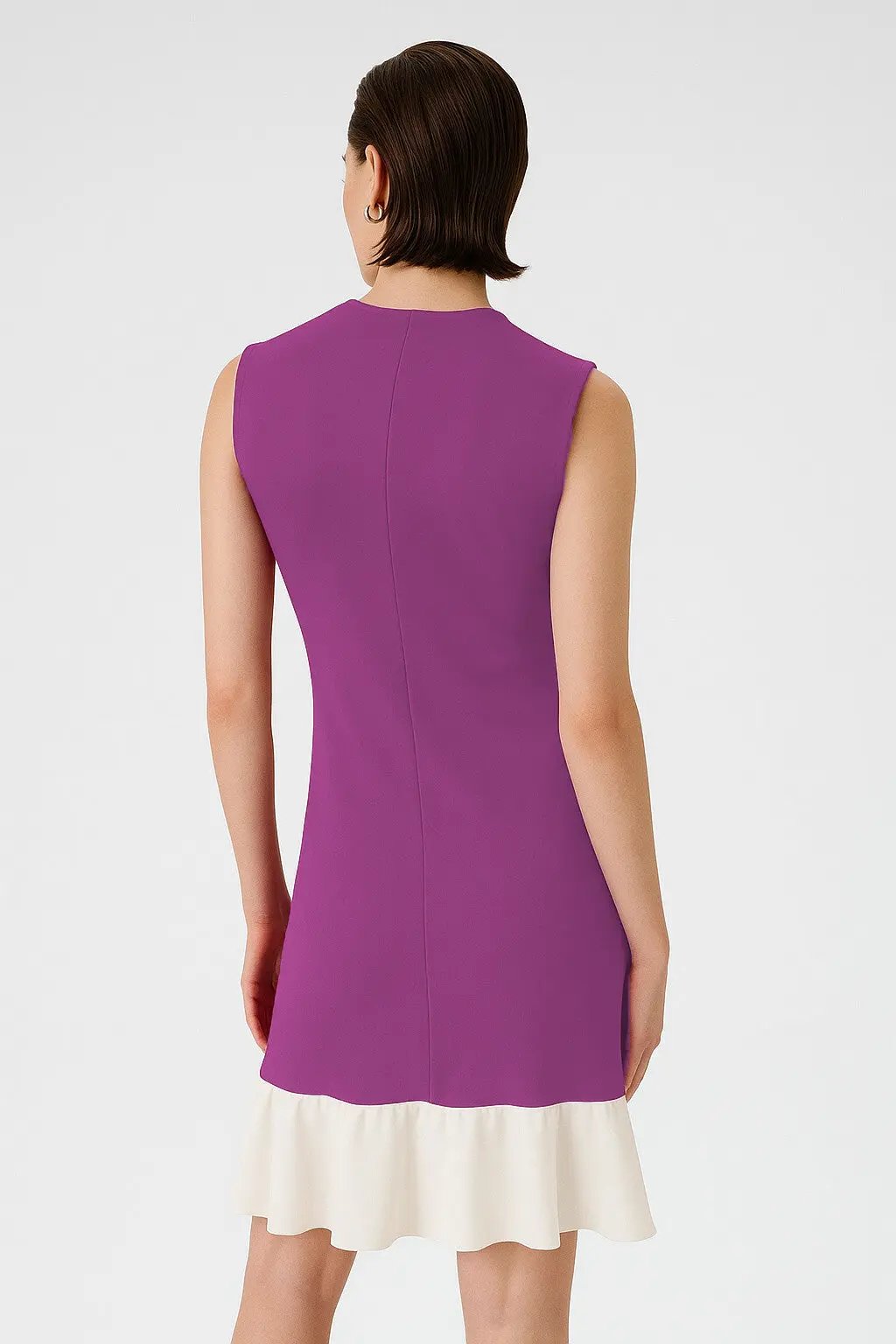 Mor Eteği Fırfırlı Kolsuz Mini Elbise  Mısırlı 1951