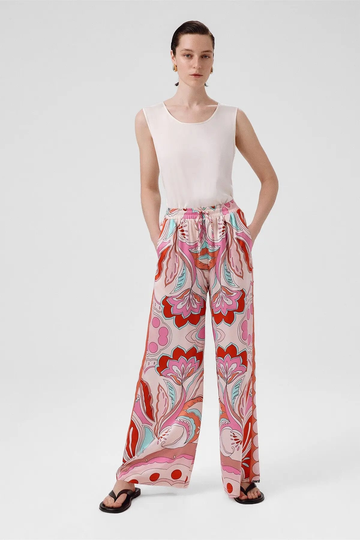 Multicolor Desenli Bol Paça Kadın Pantolon  Mısırlı 1951