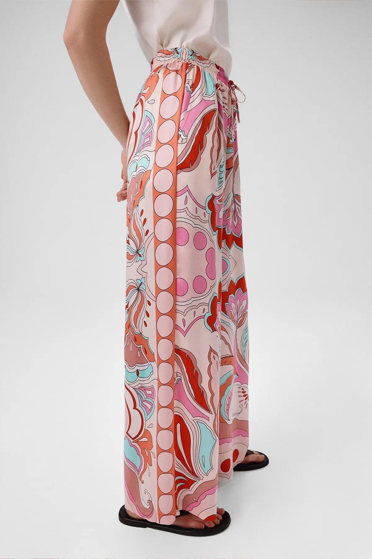 Multicolor Desenli Bol Paça Kadın Pantolon  Mısırlı 1951