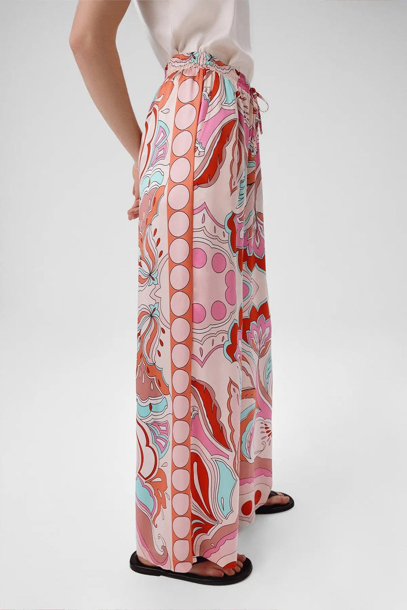 Multicolor Desenli Bol Paça Kadın Pantolon