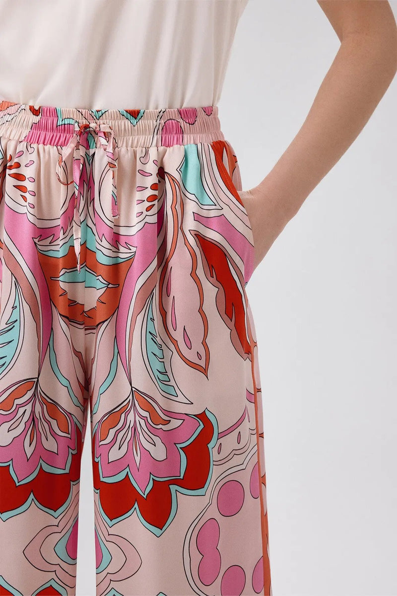 Multicolor Desenli Bol Paça Kadın Pantolon