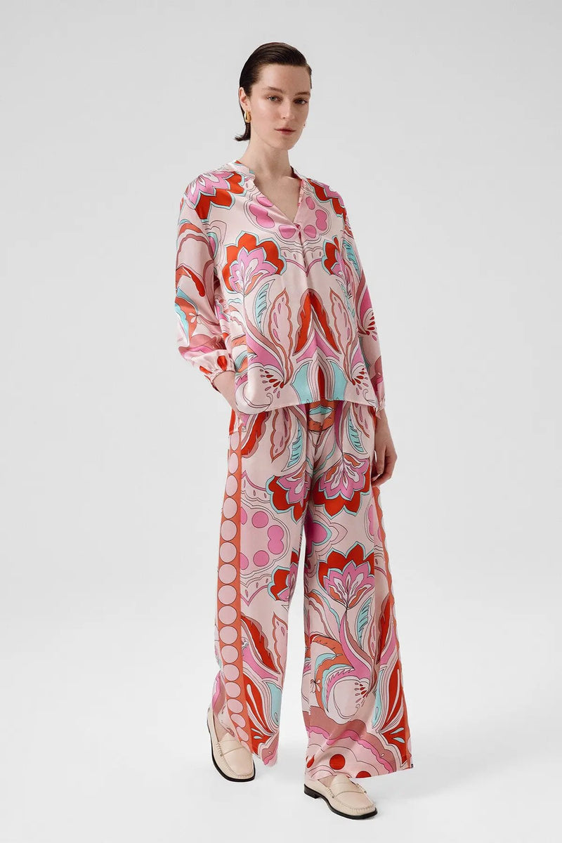 Multicolor Desenli Hakim Yaka Kadın Gömlek  Mısırlı 1951