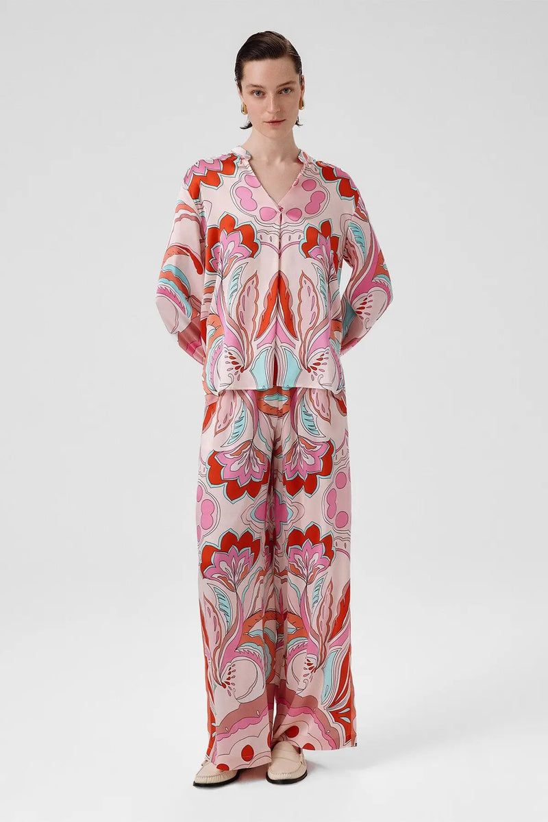 Multicolor Desenli Hakim Yaka Kadın Gömlek  Mısırlı 1951