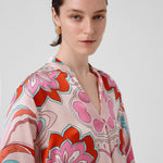 Multicolor Desenli Hakim Yaka Kadın Gömlek  Mısırlı 1951