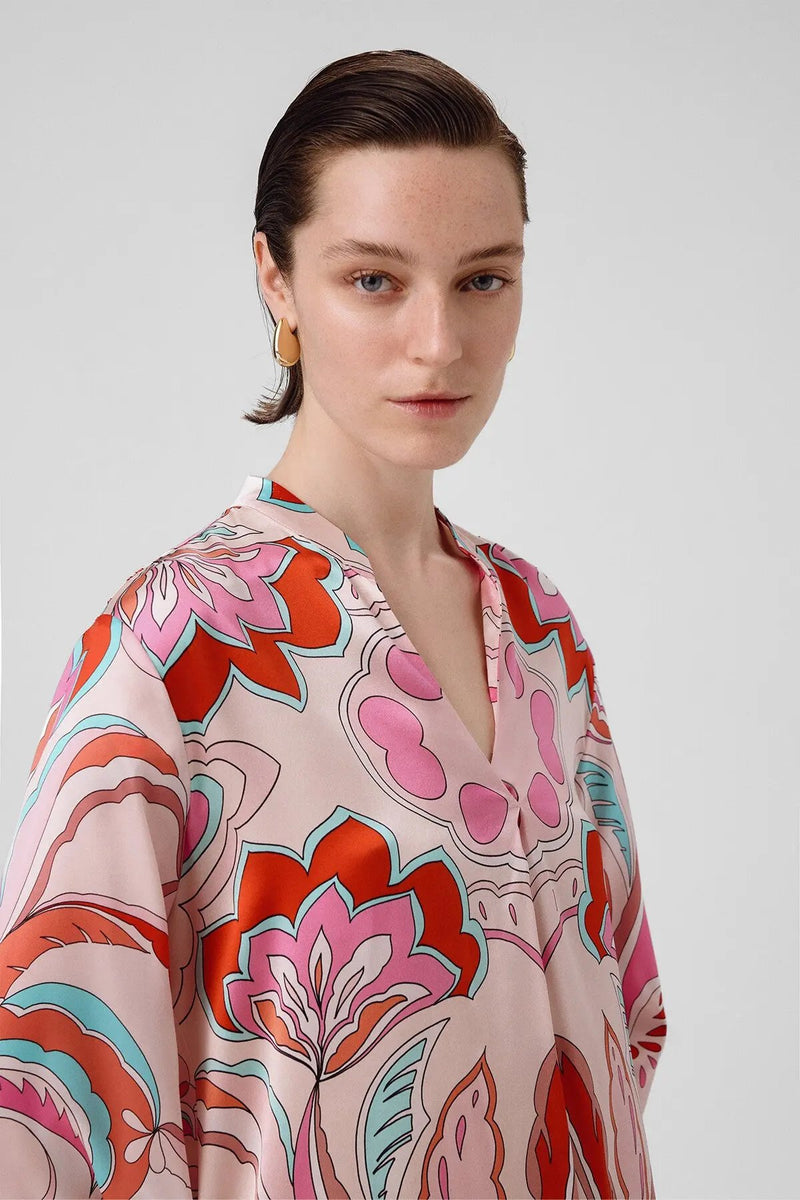 Multicolor Desenli Hakim Yaka Kadın Gömlek  Mısırlı 1951