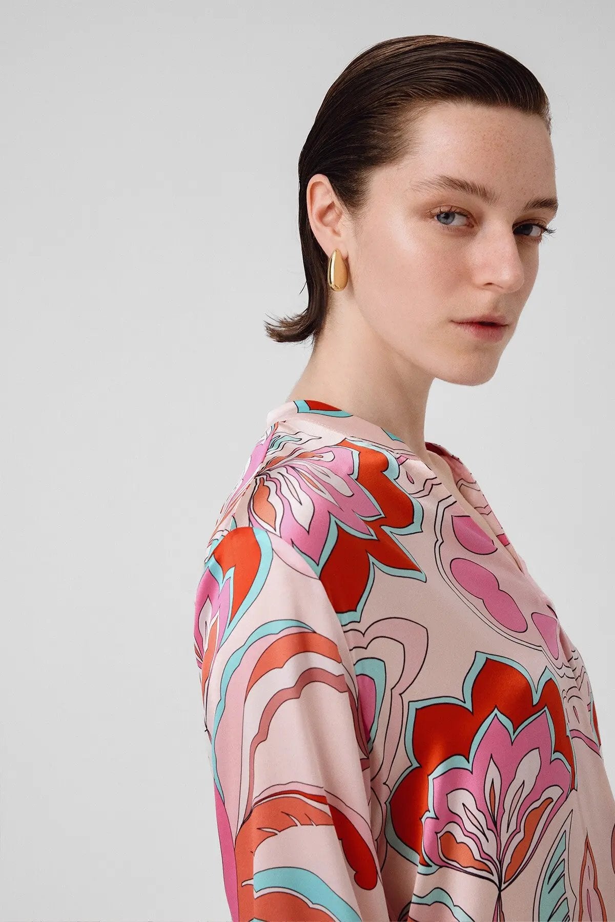 Multicolor Desenli Hakim Yaka Kadın Gömlek  Mısırlı 1951