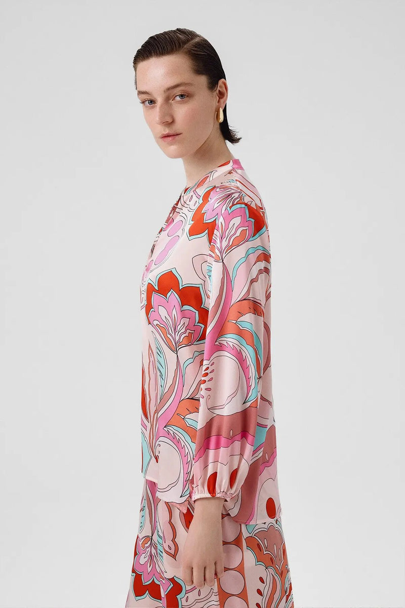 Multicolor Desenli Hakim Yaka Kadın Gömlek