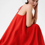 Nar Çiçeği İnce Askılı V Yaka Uzun Elbise  Mısırlı 1951