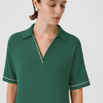 Nefti Yeşili Gömlek Yaka Nervürlü Elbise  Mısırlı 1951