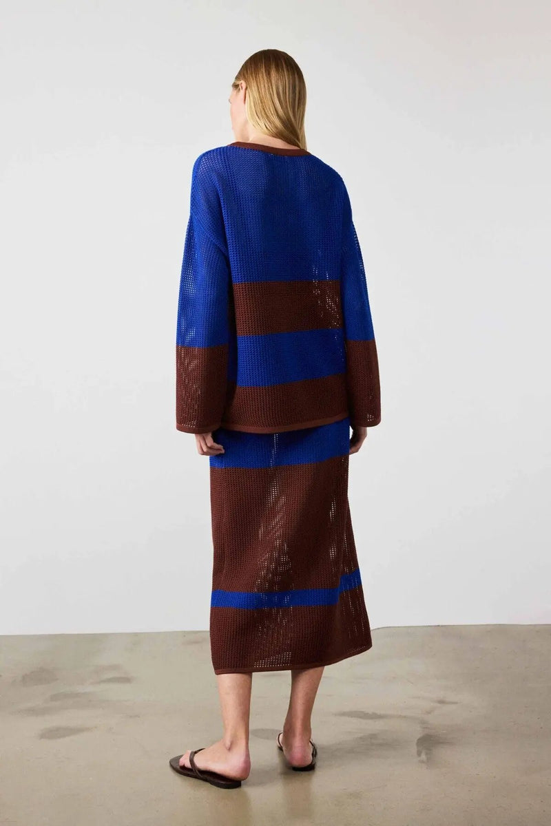 Saks Kahverengi Merserize Midi Etek