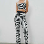 Siyah Beyaz Desenli Kadın Pantolon  Mısırlı 1951