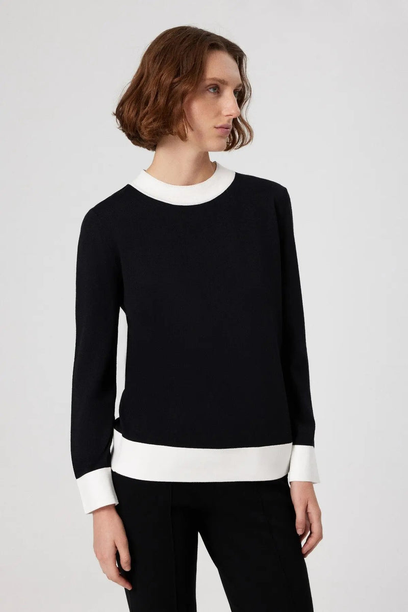 Siyah Beyaz Manşetli Uzun Kollu Kadın Kazak  Mısırlı 1951