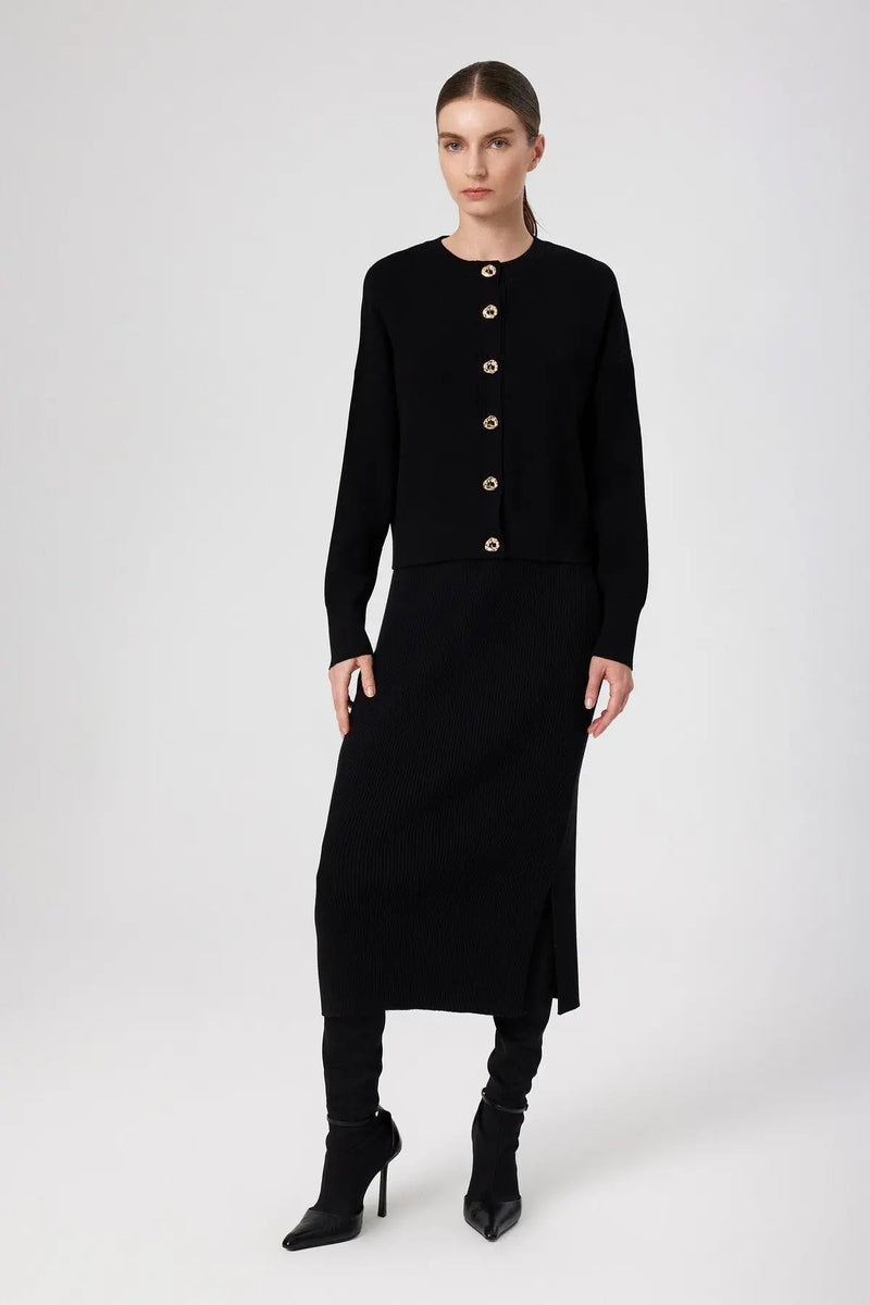 Siyah Düğme Detaylı Kadın Hırka  Mısırlı 1951