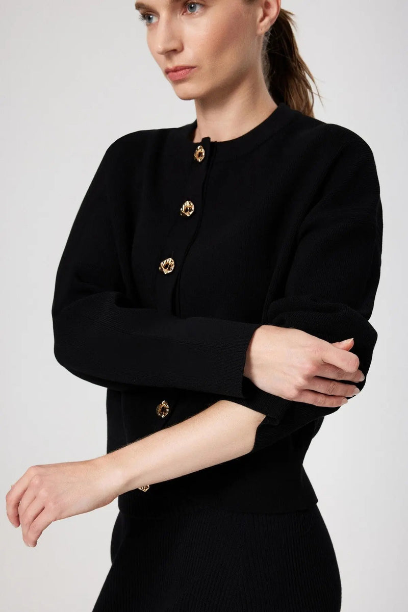 Siyah Düğme Detaylı Kadın Hırka  Mısırlı 1951