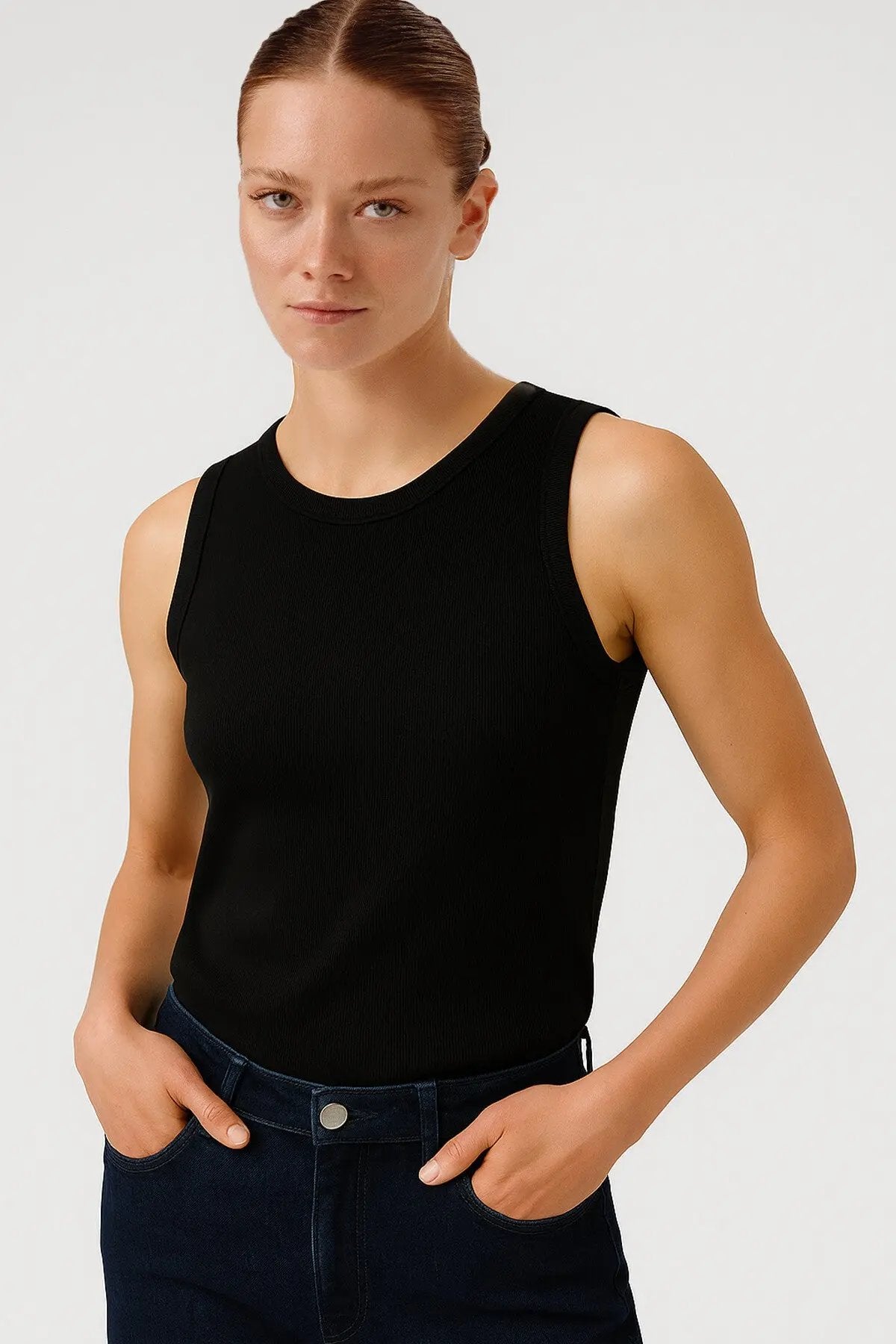 Siyah Fitilli Kolsuz Kadın Atlet  Mısırlı 1951