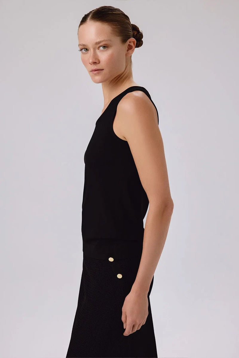 Siyah Kalın Askılı Yuvarlak Yaka Kadın Atlet