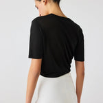 Siyah Kısa Kollu Triko Kadın Tişört  Mısırlı 1951