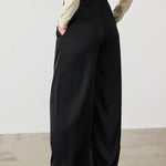 Siyah Pileli Palazzo Kadın Pantolon  Mısırlı 1951