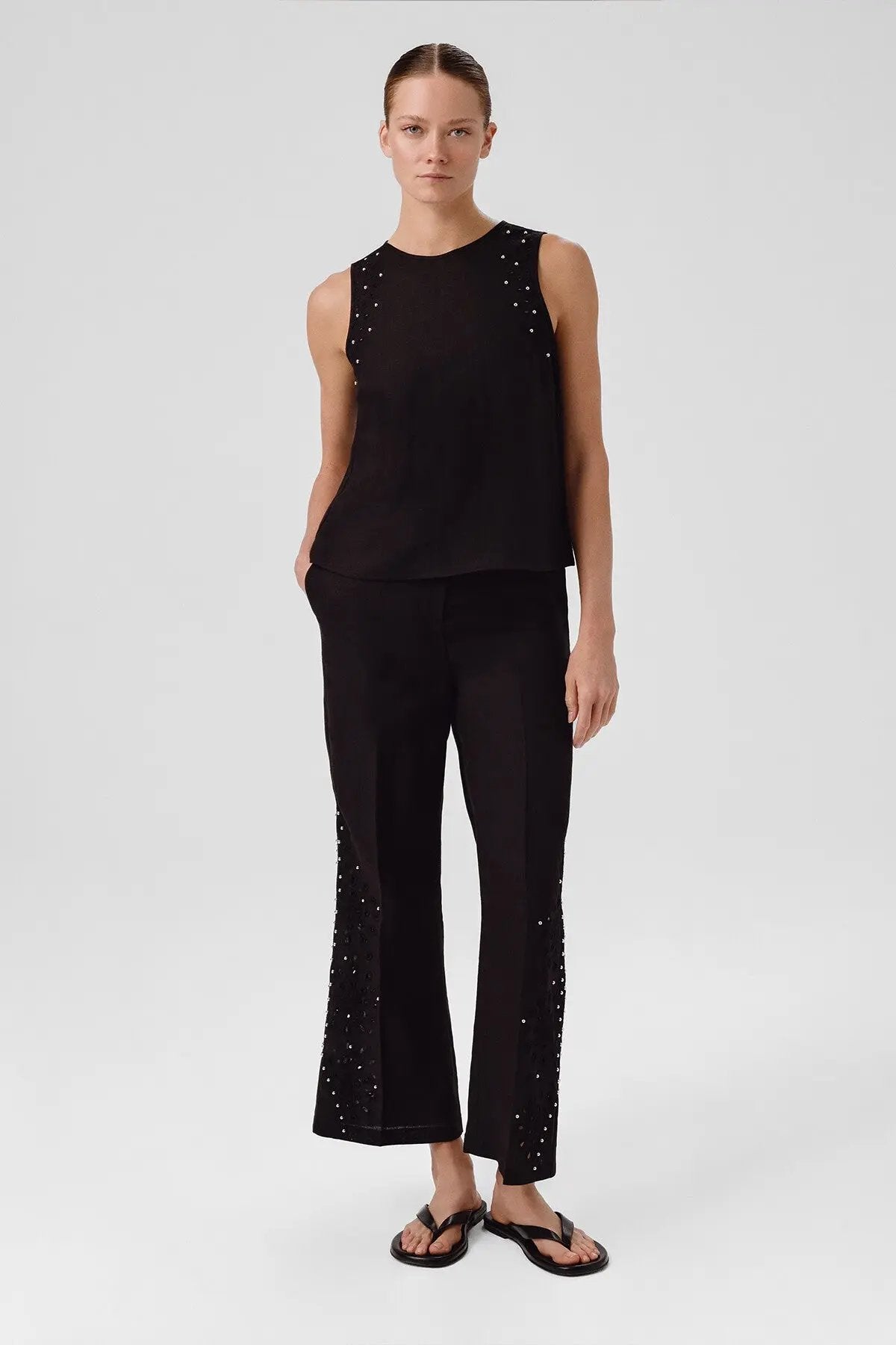 Siyah Taş İşlemeli Kadın Pantolon  Mısırlı 1951