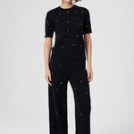 Siyah Taş İşlemeli Kısa Kollu Kadın Kazak  Mısırlı 1951