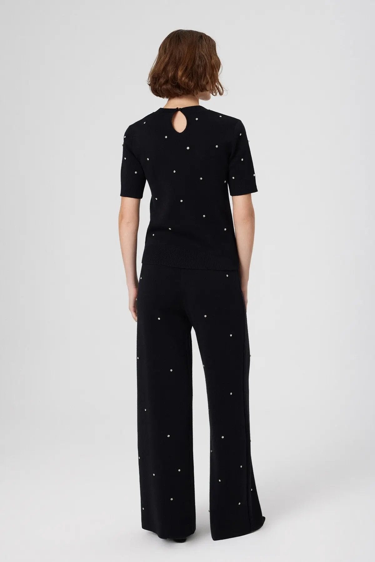 Siyah Taş İşlemeli Kısa Kollu Kadın Kazak  Mısırlı 1951