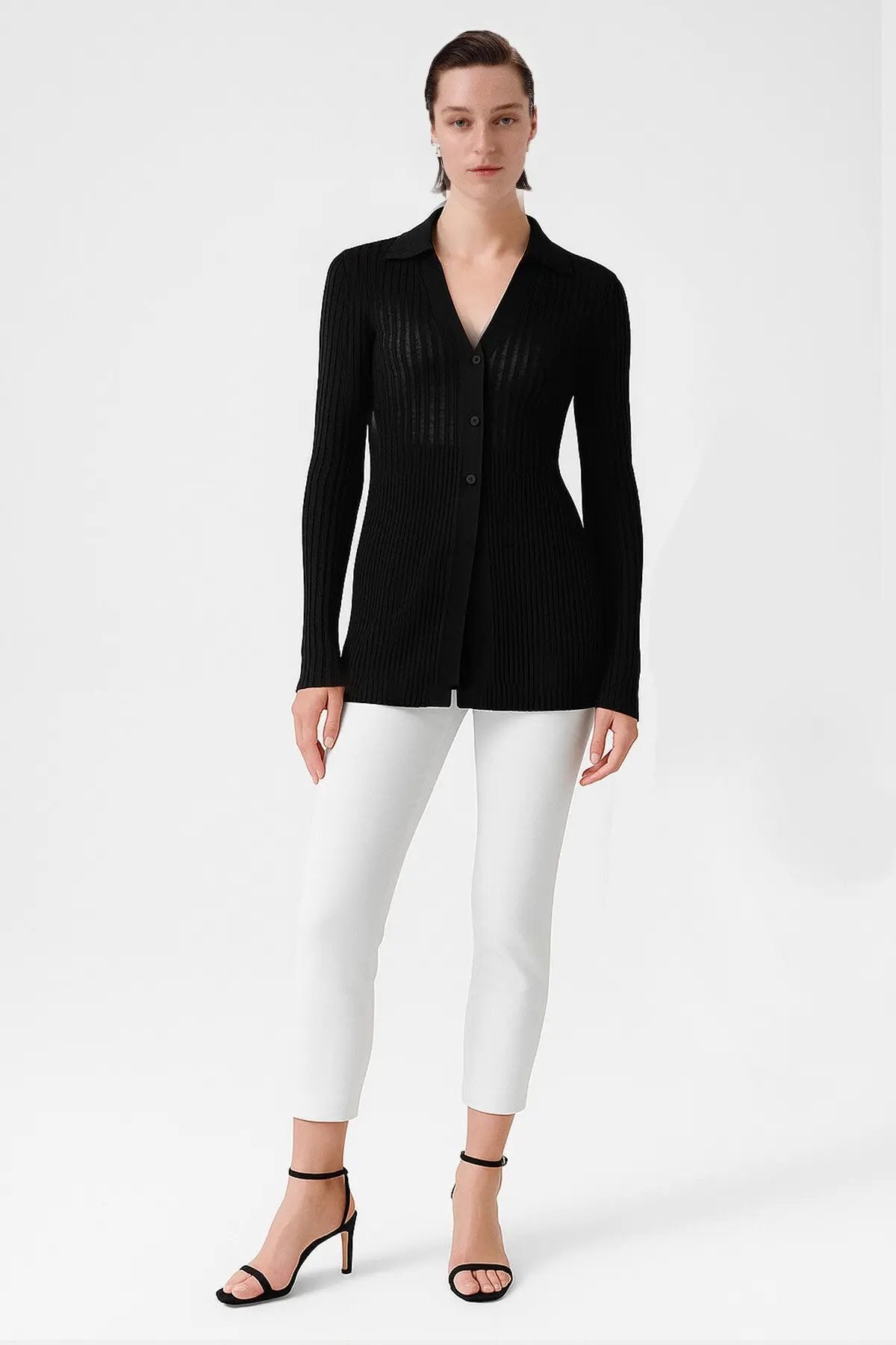 Siyah Transparan Detaylı Fitilli Kadın Hırka  Mısırlı 1951