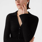 Siyah Transparan Detaylı Fitilli Kadın Hırka  Mısırlı 1951