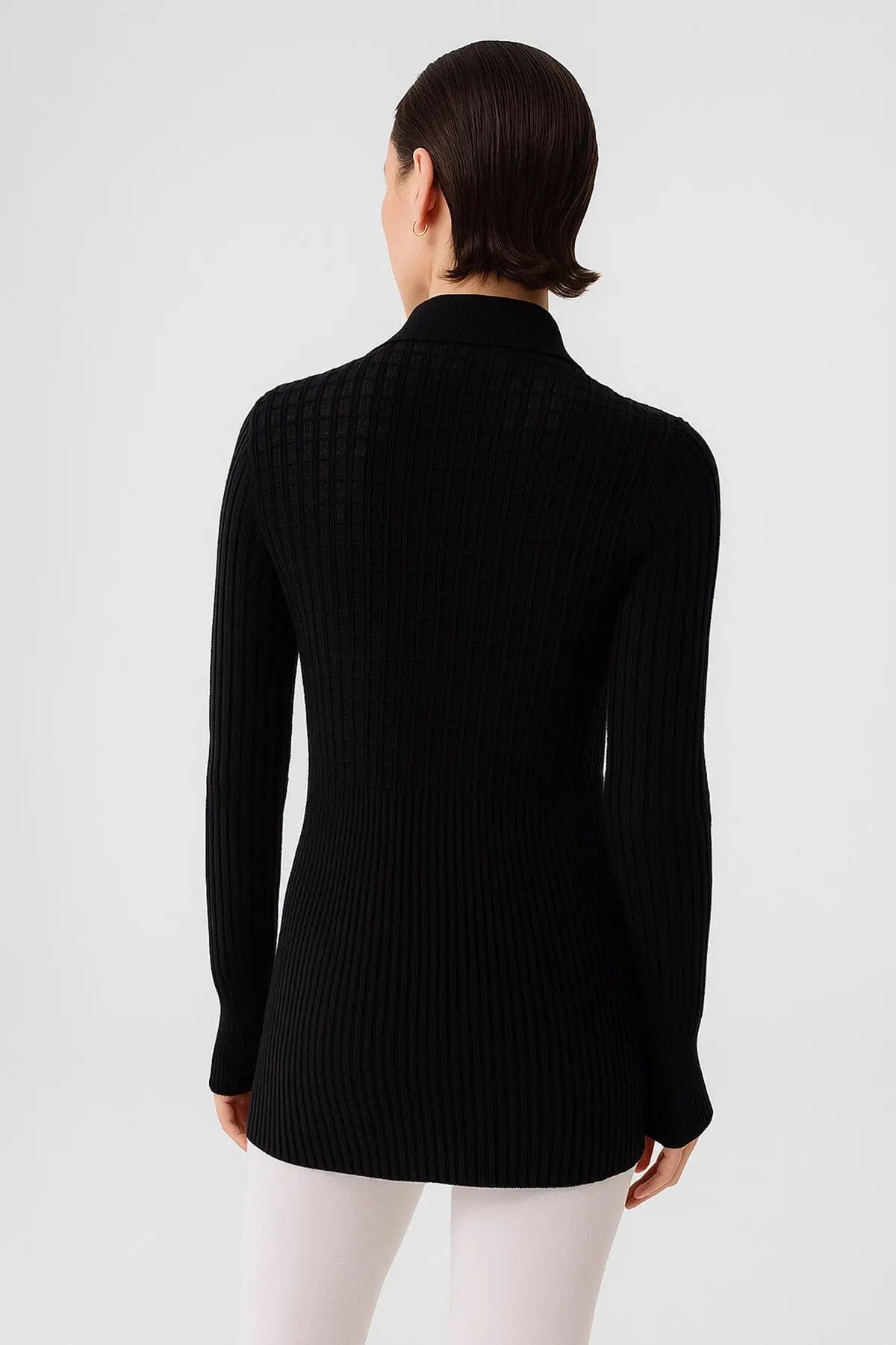 Siyah Transparan Detaylı Fitilli Kadın Hırka  Mısırlı 1951