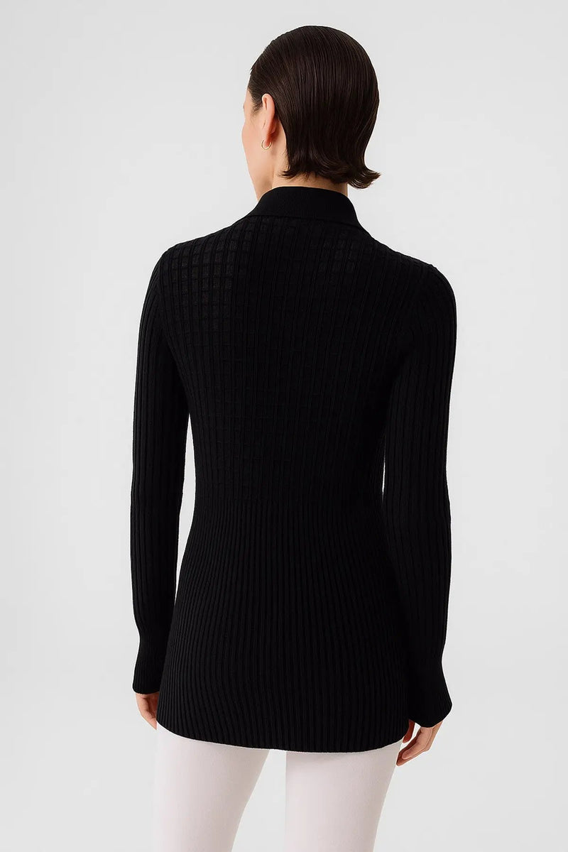 Siyah Transparan Detaylı Fitilli Kadın Hırka