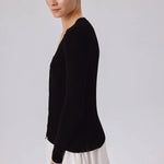 Siyah V Yaka Fitilli İnce Kadın Hırka  Mısırlı 1951