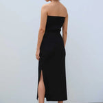 Siyah Yırtmaç Detaylı Uzun Triko Etek  Mısırlı 1951