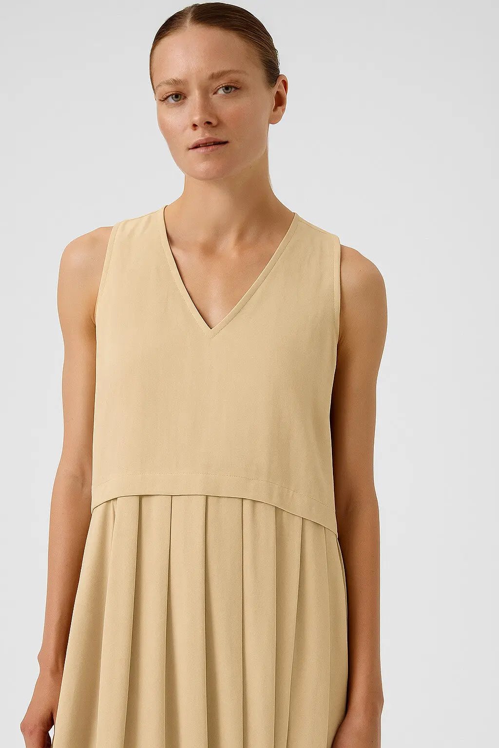 Taş Eteği Pileli Kolsuz Uzun Elbise  Mısırlı 1951